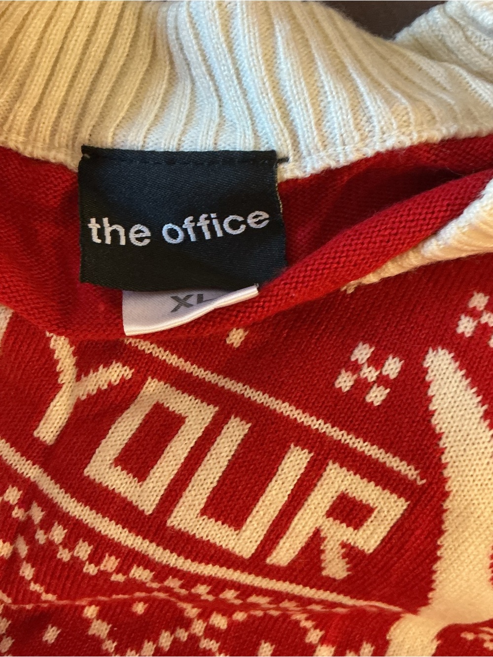 Red and White Novelty Crewneck Holiday Sweater - Picture 3 of 4